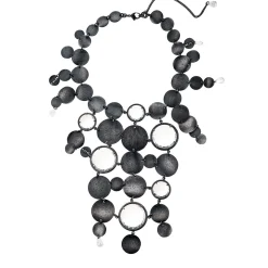 Artystyczna, ciemna kolia z kryształami z kolekcji Rundo