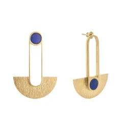 Asymetryczne, pozłacane kolczyki z lapis lazuli z kolekcji Orini