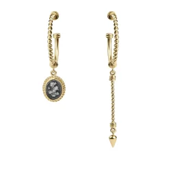 Asymetryczne, pozłacane kolczyki koła z kolekcji Semios