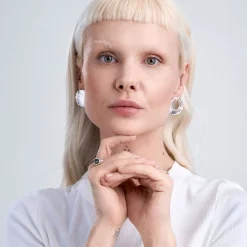 Asymetryczne srebrne kolczyki z kolekcji New Stone