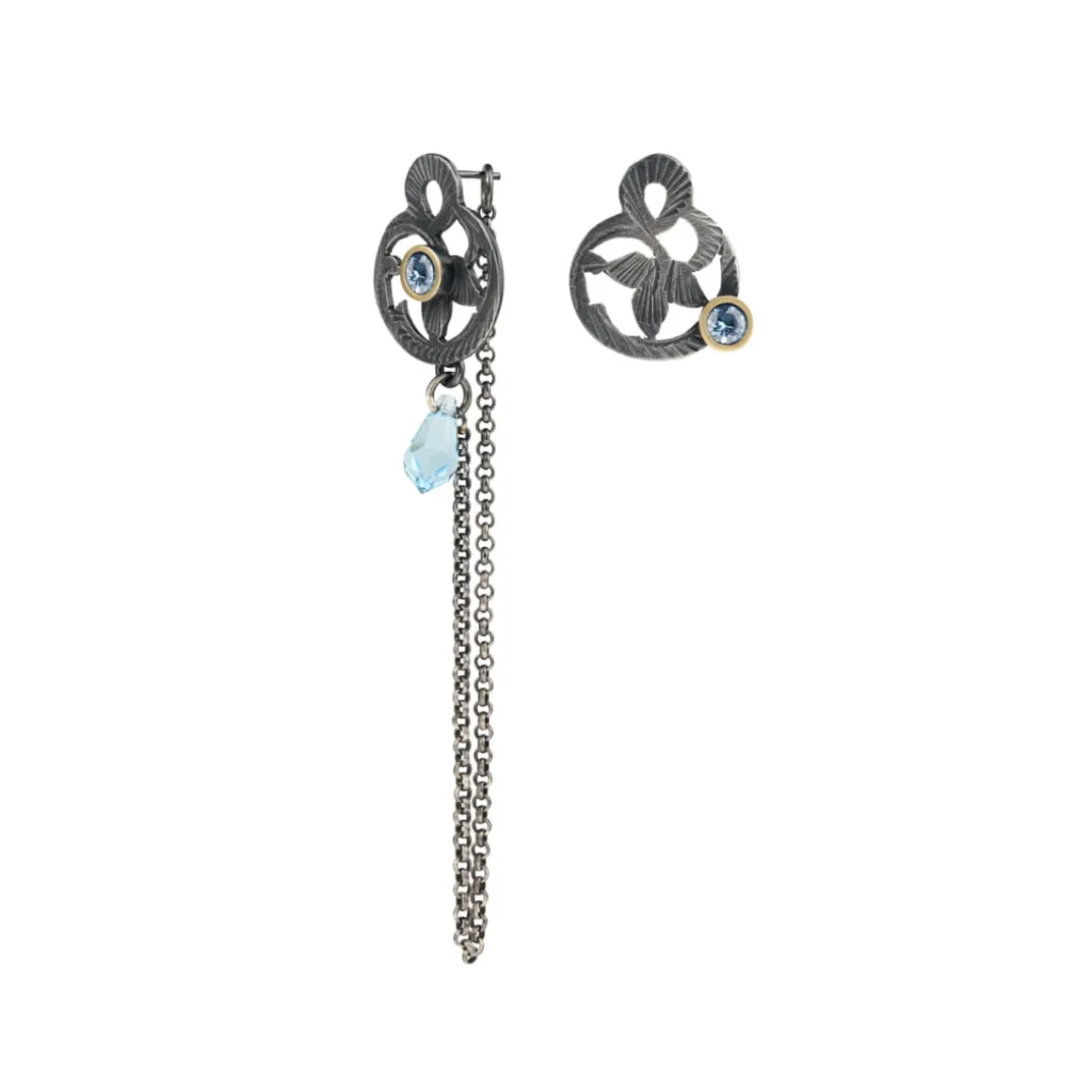 Asymetryczne, srebrne kolczyki z kolekcji Maroko