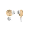 Asymetryczne, srebrno-złote kolczyki z kryształem z kolekcji Rundo