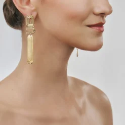 Asymetryczne, wiszące kolczyki z kryształem z kolekcji Holos