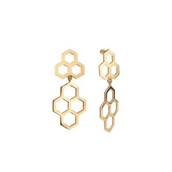 Ażurowe, złote kolczyki na sztyft z kolekcji Apis