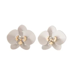 Białe kolczyki orchidea z kolekcji Plantis