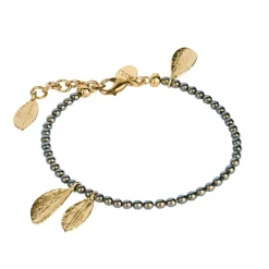 Bransoletka z zielonych perełek z liśćmi bukszpanu z kolekcji Bery