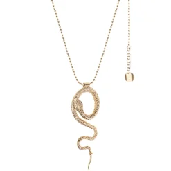 Długi, pozłacany naszyjnik z zawieszką w kształcie węża z kolekcji Kembali
