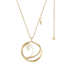 Długi, pozłacany naszyjnik z okrągłą zawieszką z kolekcji Prato