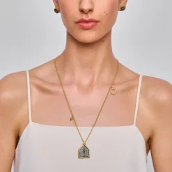 Długi pozłacany naszyjnik z ozdobną zawieszką z kolekcji Semios