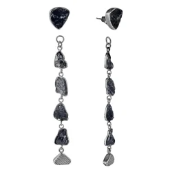 Długie kolczyki z czarnymi turmalinami z kolekcji Aurora