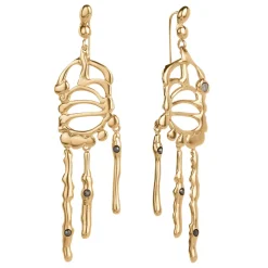 Długie, pozłacane kolczyki na biglu z meteorytem z kolekcji Meteoros