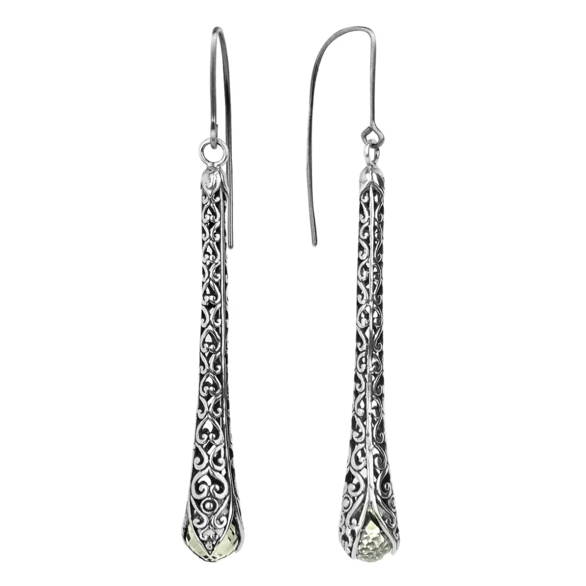 Długie, srebrne kolczyki z ametystami z kolekcji Duo