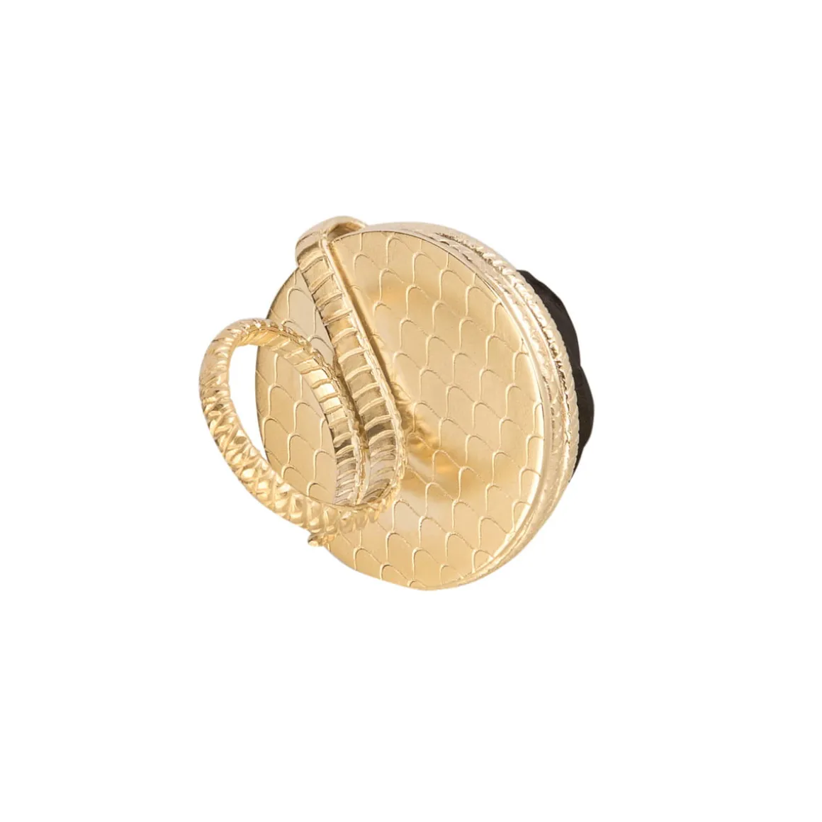 Duży pierścionek z rzeźbioną w drewnie różą z kolekcji Kembali