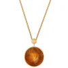 Dwustronny, pozłacany naszyjnik z dużym bursztynem z kolekcji Baltica