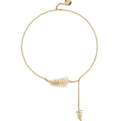 Elegancki, krótki naszyjnik z liściem paproci z kolekcji Plantis