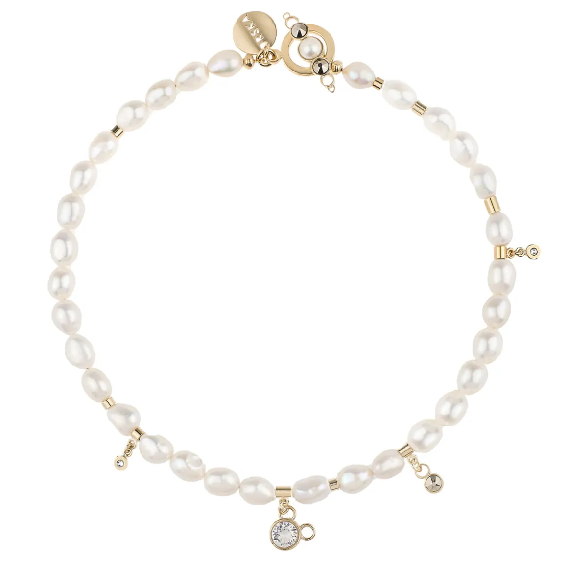 Elegancki naszyjnik z perłami i pozłacanymi zawieszkami z kolekcji Soda