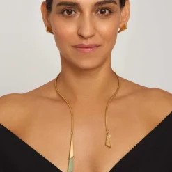 Geometryczna kolia z zielonym jadeitem z kolekcji Guatemala