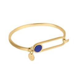 Geometryczna, pozłacana bransoletka z lapis lazuli z kolekcji Orini