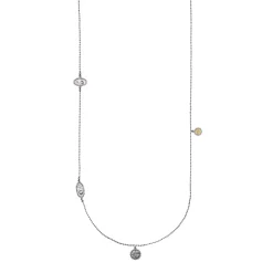 Grafitowy, długi naszyjnik z ozdobnymi zawieszkami z kolekcji Semios