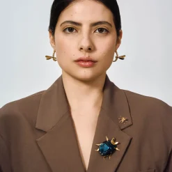 Granatowa broszka stonka z kolekcji Plantis