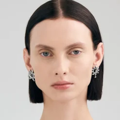 Gwiaździste, srebrne kolczyki z meteorytem z kolekcji Meteoros