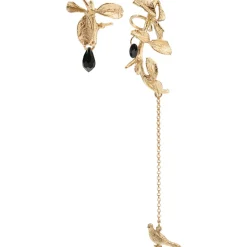 Kolczyk i nausznica z motywem roślin i kryształami z kolekcji Bery