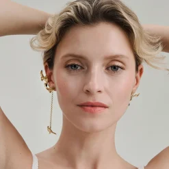 Kolczyk i nausznica z motywem roślin i kryształami z kolekcji Bery