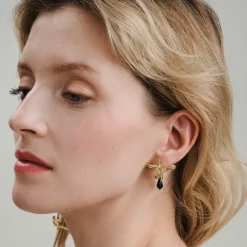 Kolczyk i nausznica z motywem roślin i kryształami z kolekcji Bery