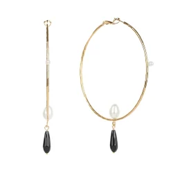 Kolczyki koła z perłami i onyksem z kolekcji Parer