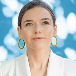 Kolczyki, złote koła z kolekcji Machiny