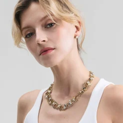 Krótka, złota kolia z kryształami z kolekcji Soda