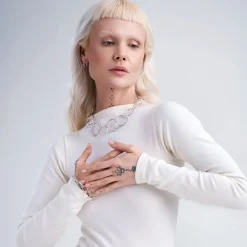 Krótki, srebrny naszyjnik z nieregularnych ogniw z kolekcji New Stone