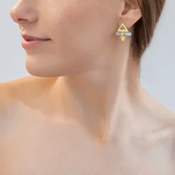 Małe, pozłacane kolczyki z amazonitem z kolekcji Gelato