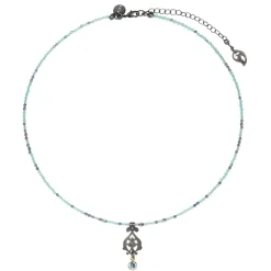 Niebieski naszyjnik z kamieni naturalnych ze srebrną zawieszką z kolekcji Maroko