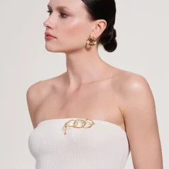 Nieregularna, złota broszka z kolekcji New Stone