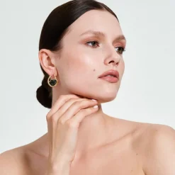 Nieregularne kolczyki z syntetycznym kamieniem z kolekcji New Stone