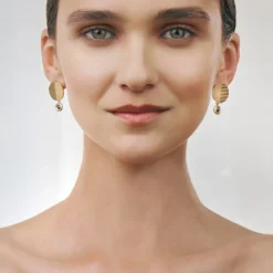 Okrągłe kolczyki na sztyft z szarymi kryształami z kolekcji Holos