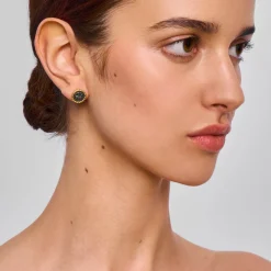 Okrągłe kolczyki z Koziorożcem z kolekcji Semios