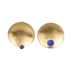 Okrągłe, pozłacane kolczyki z lapis lazuli z kolekcji Orini
