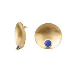 Okrągłe, pozłacane kolczyki z lapis lazuli z kolekcji Orini