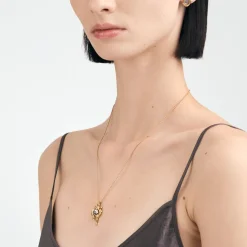 Oryginalny, pozłacany naszyjnik z nieregularnym meteorytem z kolekcji Meteoros