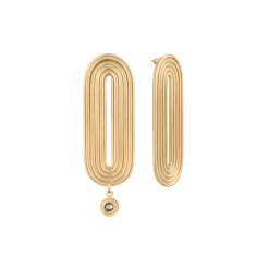 Owalne kolczyki z szarym kryształem z kolekcji Holos