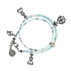 Podwójna bransoletka z niebieskimi kamieniami naturalnymi z kolekcji Maroko