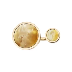 Podwójny pierścionek z bursztynem mlecznym z kolekcji Baltica