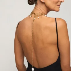 Pozłacana kolia choker z perłami