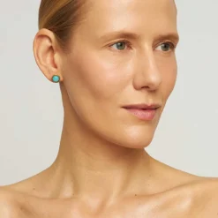 Pozłacane, drobne kolczyki z amazonitem z kolekcji Gelato