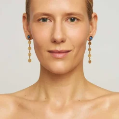 Pozłacane, długie kolczyki z kyanitem z kolekcji Gelato