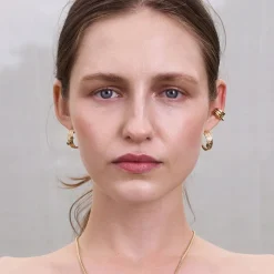 Pozłacane kolczyki - koła z kryształem górskim z kolekcji Prato