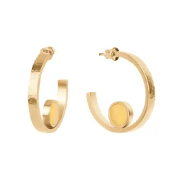 Pozłacane kolczyki koła z bursztynem z kolekcji Baltica