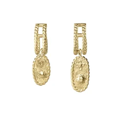 Pozłacane kolczyki koła z ozdobnymi zawieszkami z kolekcji Semios